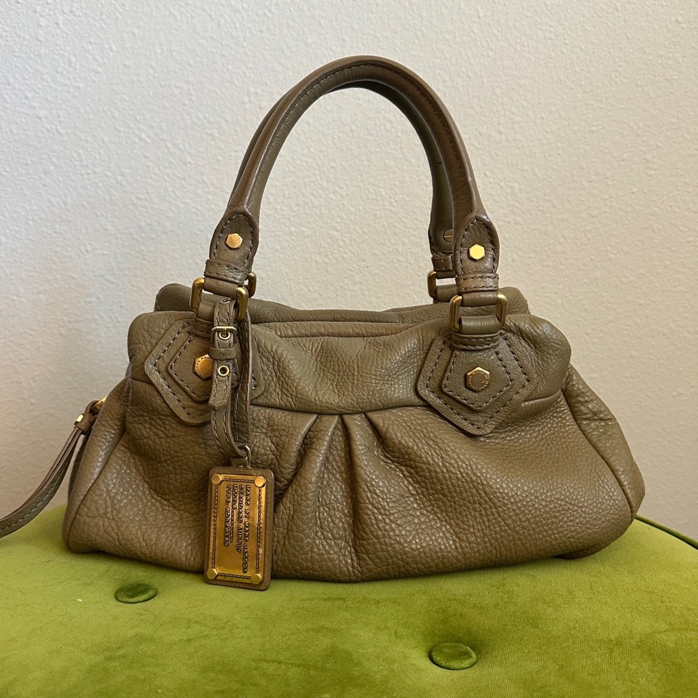 Marc by Marc Jacobs Classic Q Baby Groovy Satchel Bag in Olive Green/Brown Color